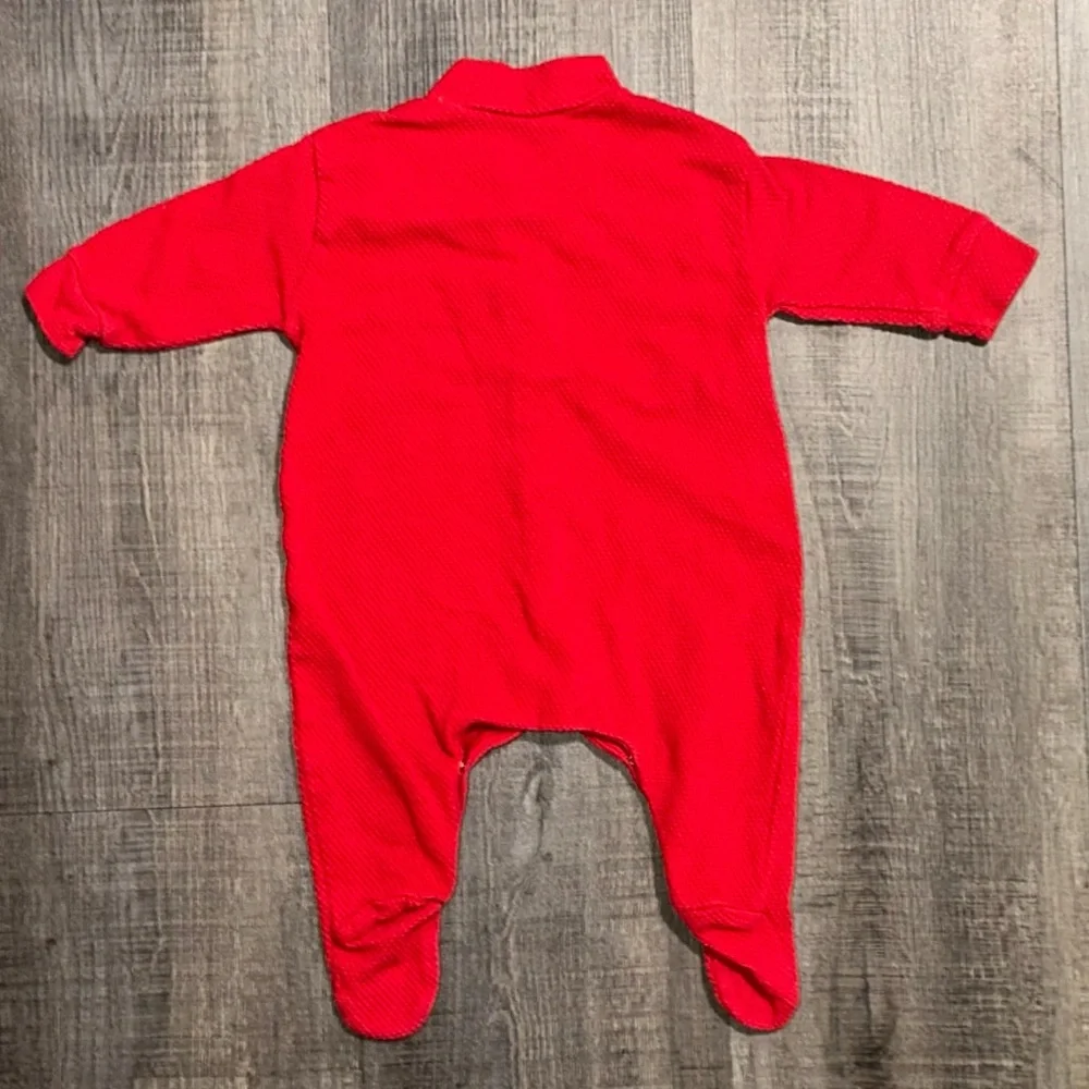 💞 New Infant & Baby Boy Size 0-3 Months Red Full Snap Footie Pajamas